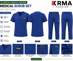 Premium Medical Scrub Set – Hospital & Healthcare Uniform Manufacturer | KRMA Fashion 🩺👨‍⚕️